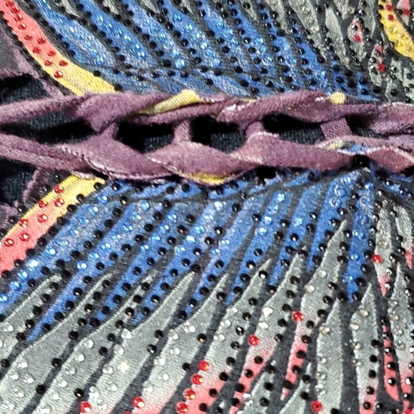 Affliction black label eagle wing jewelled t shirt burgandy black distressed - Picture 3 of 7